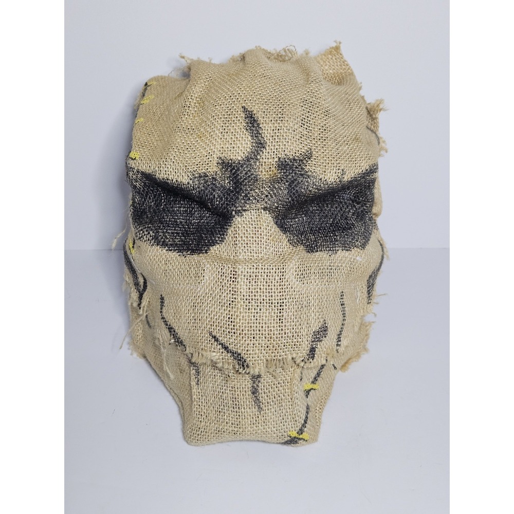 Spirit Halloween Evil Scary Scarecrow Adult Mask Burlap Creepy Moving Mouth Jaw